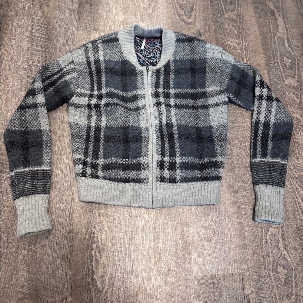 Free People Grey Zip Up Sweater - Picture 5 of 5
